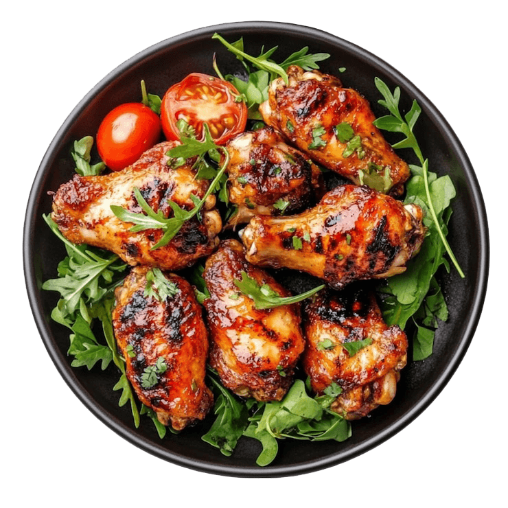 grilled-chicken-wings-with-arugula-tomatoes-delicious-meal